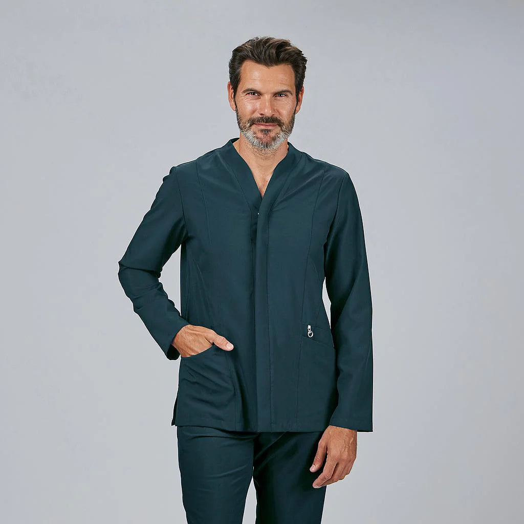 600107-145 - BLUSA HOMBRE ABIERTA M/L NILO VERDE PETRÓLEO
