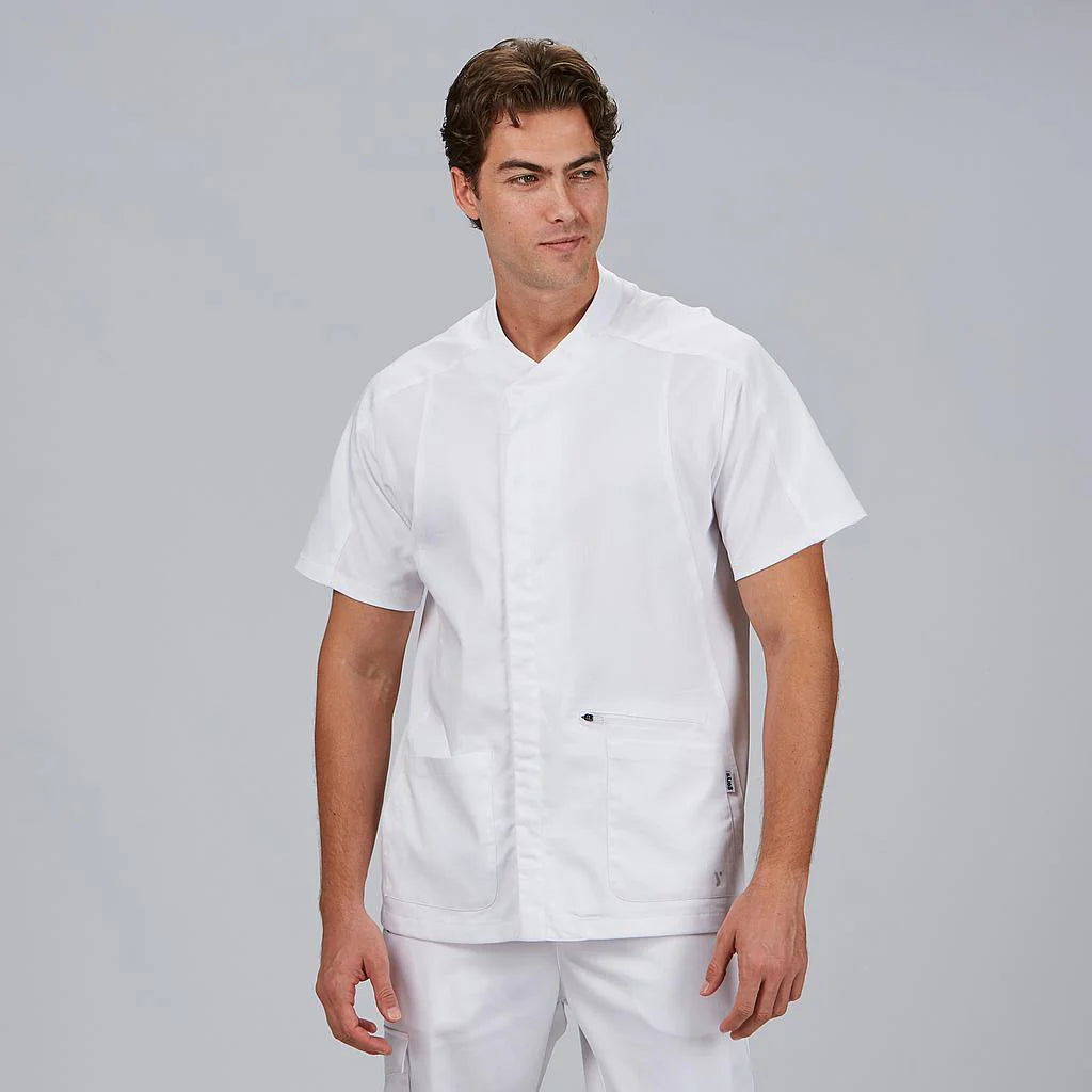 600108-101 - BLUSA HOMBRE BOTON OCULTO M/C JESUA BLANCO
