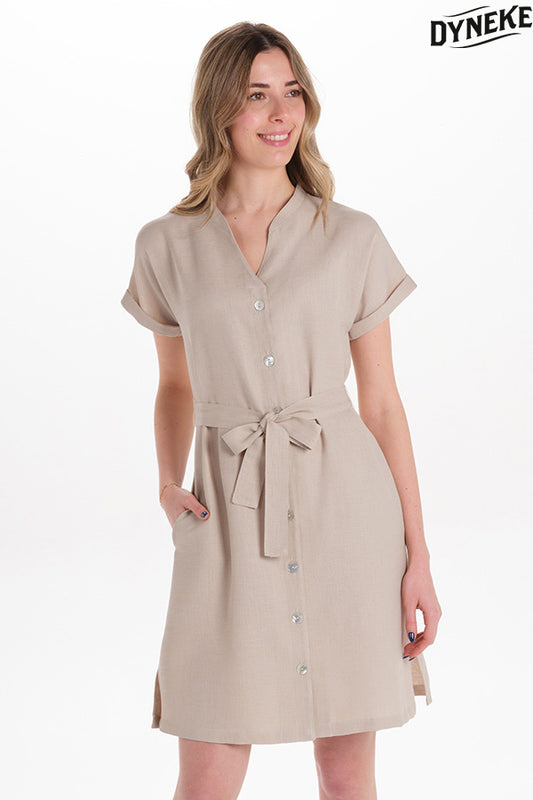 6002418 - Vestido beig con cinturón