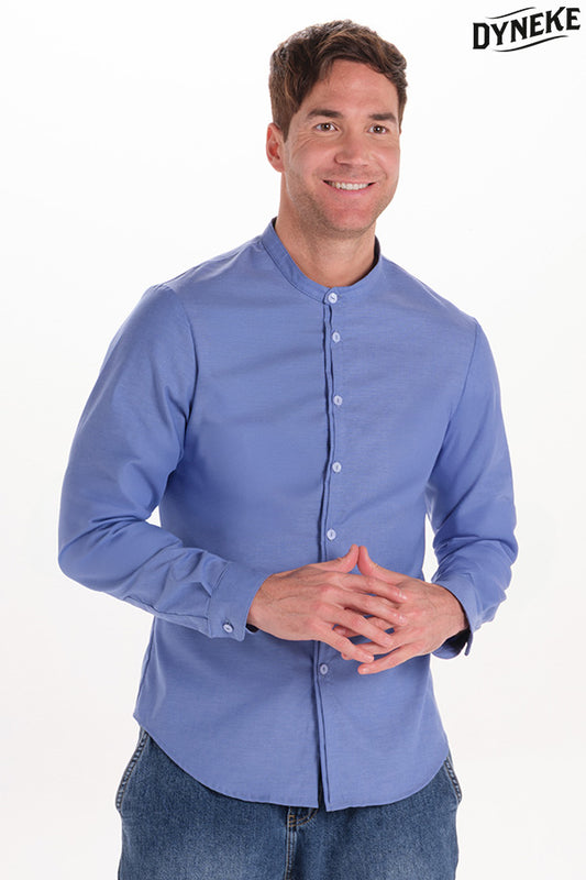 6009818 - Camisa hombre cuello mao azul