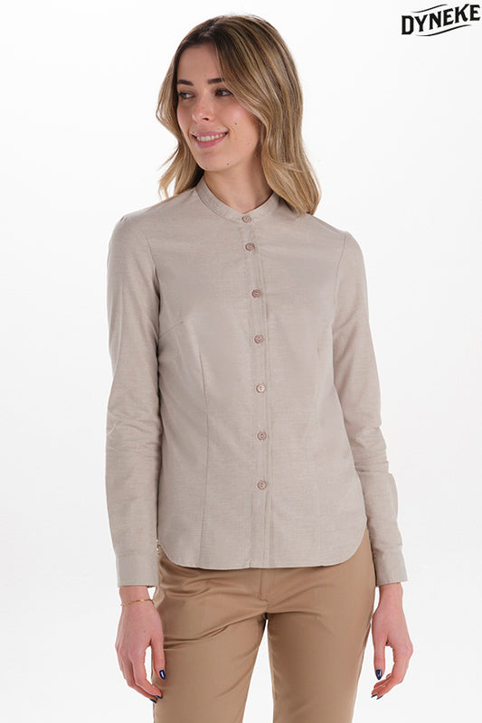 6010832 - Camisa mujer cuello mao beige