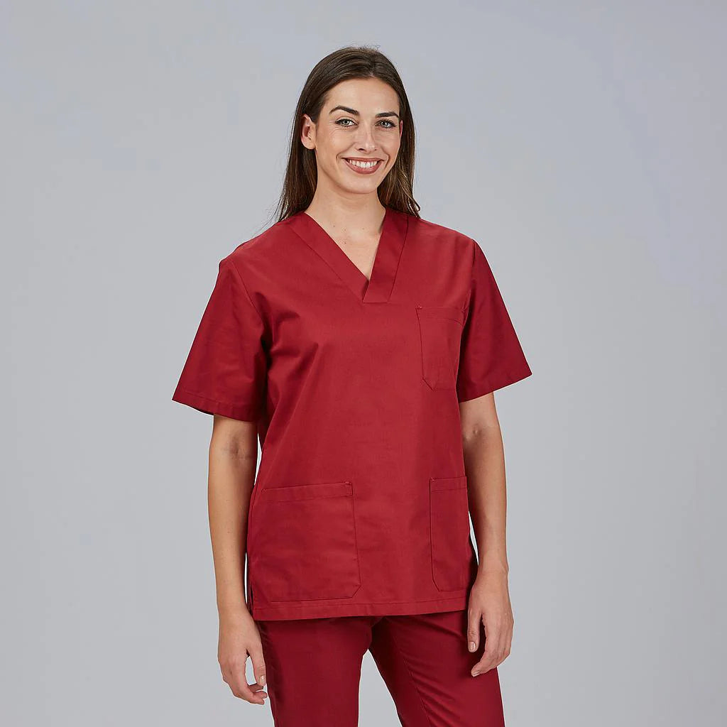 603000-112 - BLUSA SANITARIO UNISEX PICO COLORES BURDEOS