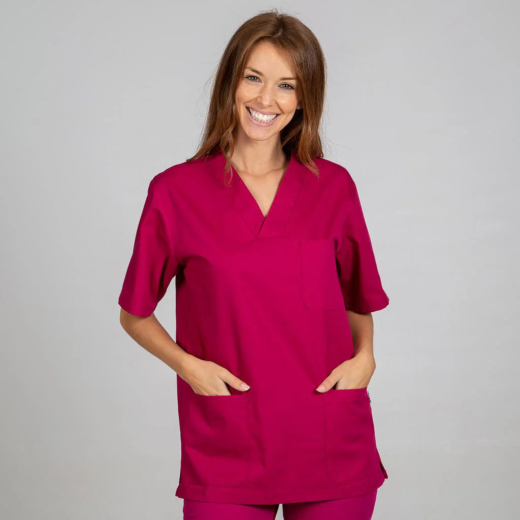 605000-138 - BLUSA SANITARIA UNISEX PICO COLORES FRAMBUESA