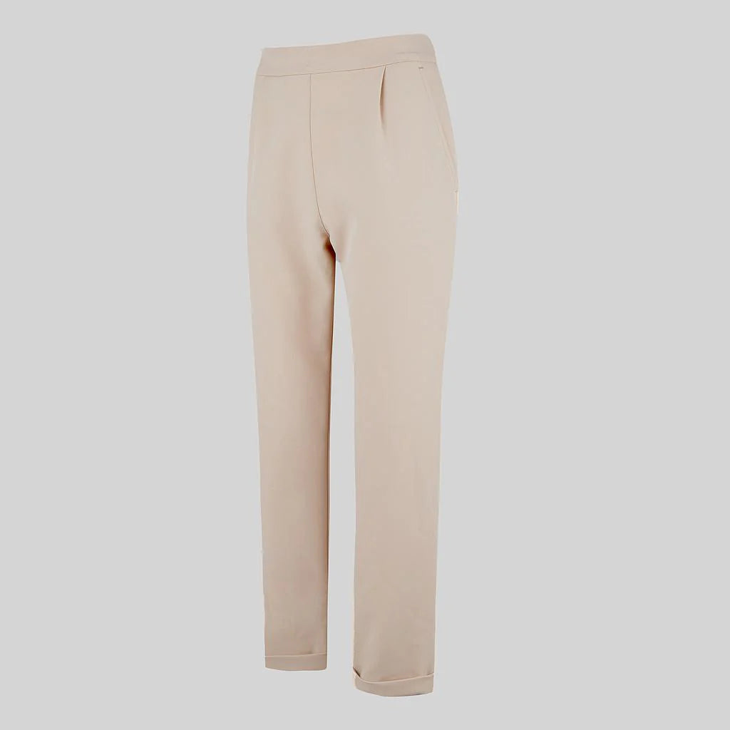 700049-110 - PANTALON MUJER BIELASTICO BAJO VUELTO BEIGE