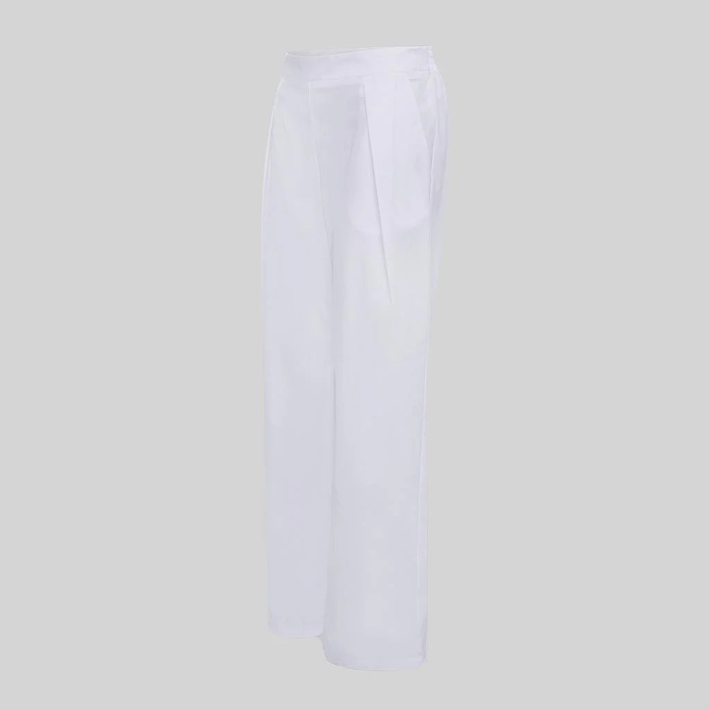 700077-101 - PANTALON MUJER RECTO PINZAS BLANCO