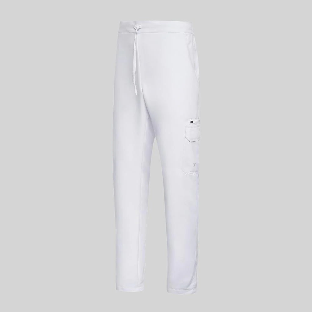 700081-101 - PANTALON UNISEX CINTURA AJUSTABLE Y BOLSILLOS CARGO BLANCO