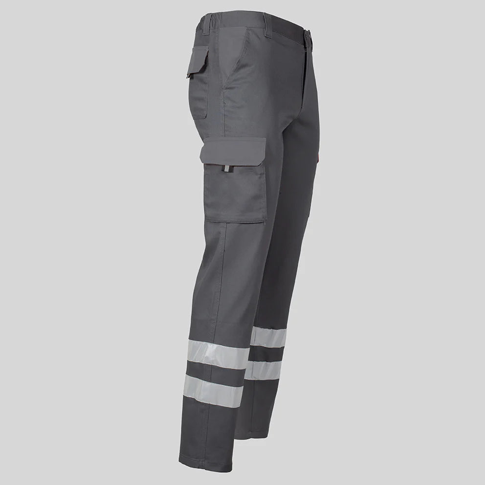 7501BR-109 - PANTALON UNISEX MULTIBOLSILLOS ELASTICO GAMO 2 BANDAS REFLECTANTES GRIS