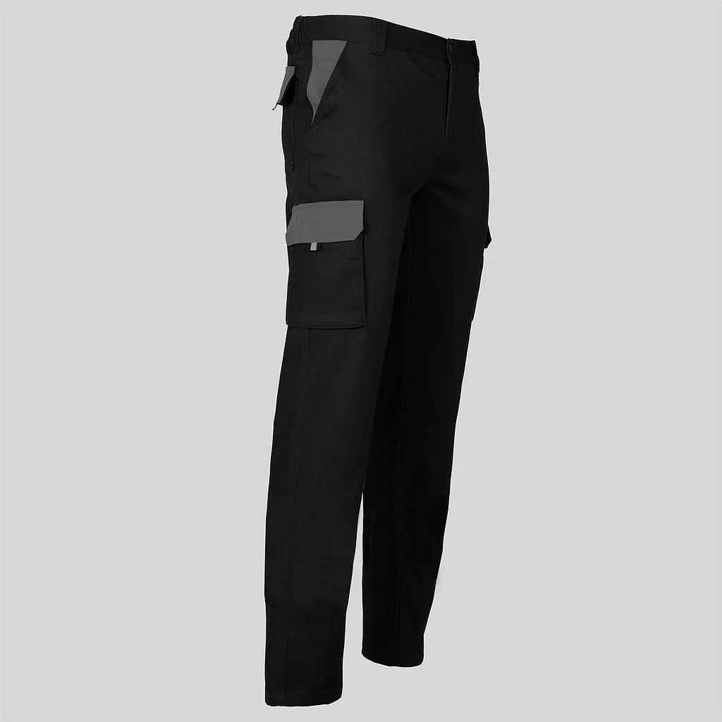 7501C1-001109 - PANTALON UNISEX MULTIBOLSILLOS ELASTICO GAMO COMBINADO NEGRO/GRIS