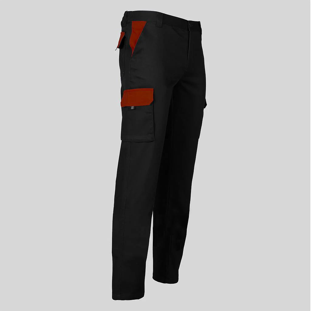 7501C1-001112 - PANTALON UNISEX MULTIBOLSILLOS ELASTICO GAMO COMBINADO NEGRO/BURDEOS