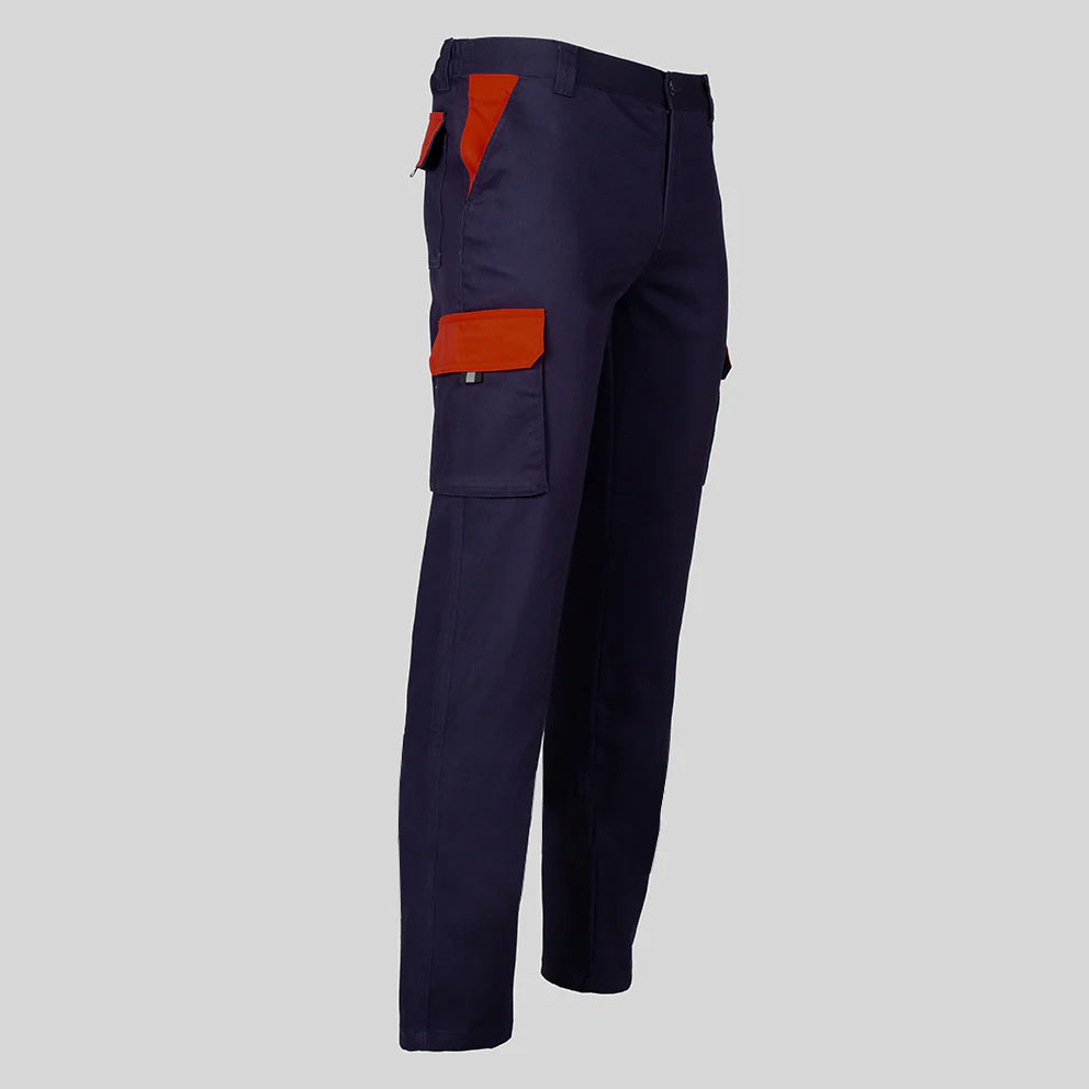 7501C1-104105 - PANTALON UNISEX MULTIBOLSILLOS ELASTICO GAMO COMBINADO MARINO/ROJO