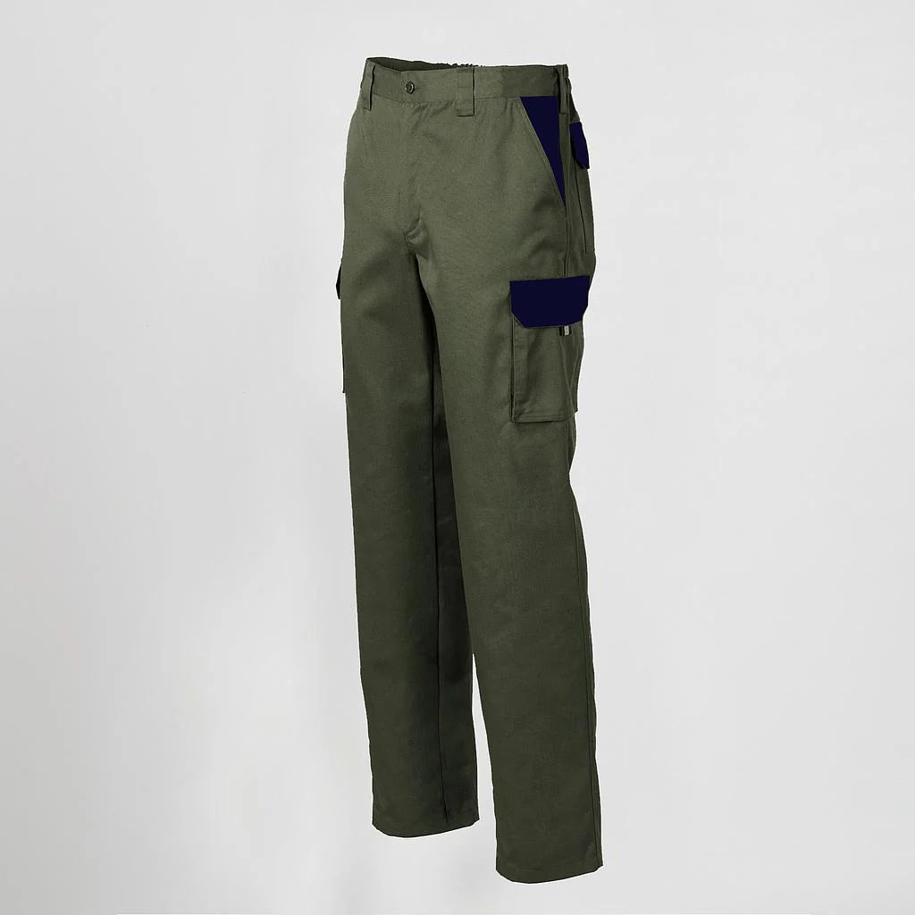 7501C1-149104 - PANTALON UNISEX MULTIBOLSILLOS ELASTICO GAMO COMBINADO VERDE CAQUI/MARINO