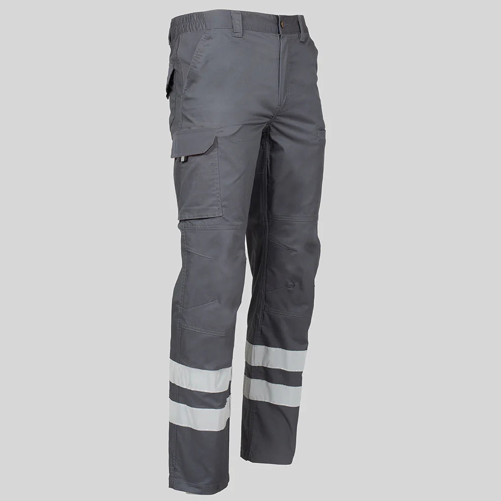 7502BR-109 - PANTALON UNISEX MULTIBOLSILLOS ELASTICO ARCE 2 BANDAS REFLECTANTES GRIS
