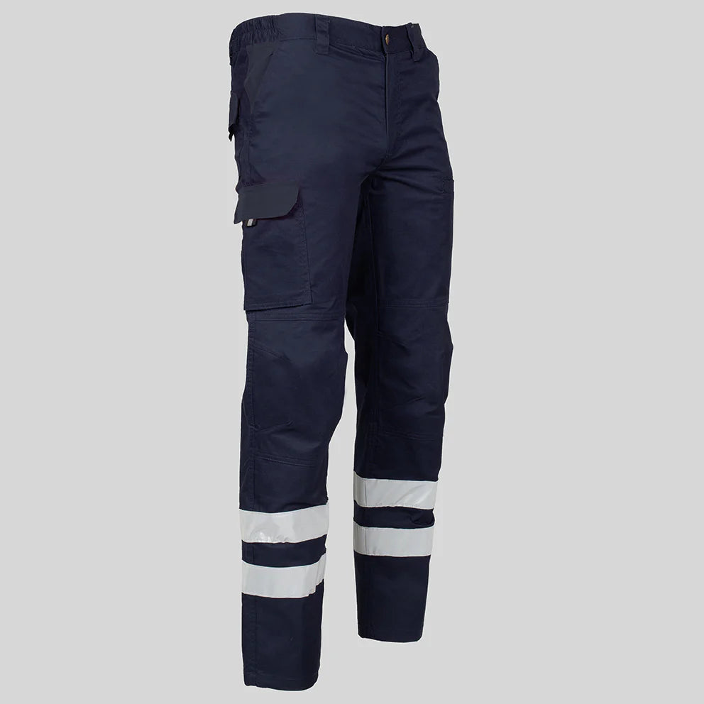 7502BR-159 - PANTALON UNISEX MULTIBOLSILLOS ELASTICO ARCE 2 BANDAS REFLECTANTES AZUL NAVY