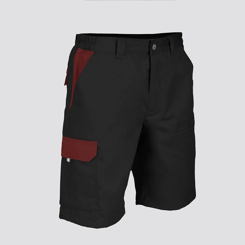 7503C1-001112 - BERMUDA UNISEX MULTIBOLSILLOS ELASTICA ARCE COMBINADA NEGRO/BURDEOS
