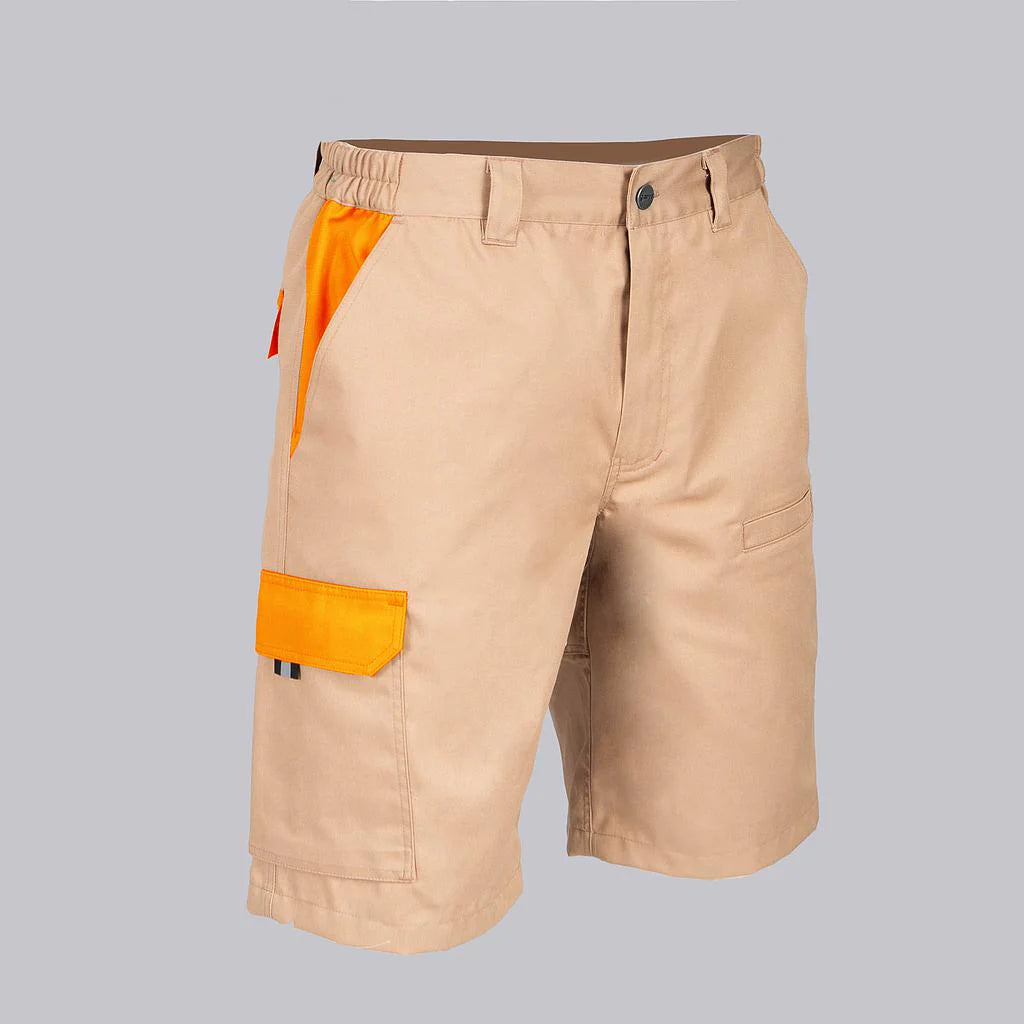 7503C1-110116 - BERMUDA UNISEX MULTIBOLSILLOS ELASTICA ARCE COMBINADA BEIGE/NARANJA