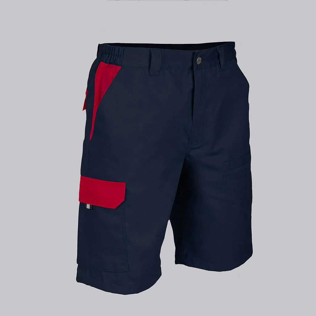 7503C1-159105 - BERMUDA UNISEX MULTIBOLSILLOS ELASTICA ARCE COMBINADA AZUL NAVY/ROJO