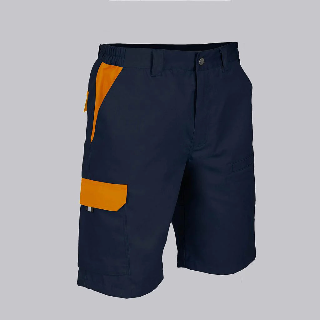 7503C1-159116 - BERMUDA UNISEX MULTIBOLSILLOS ELASTICA ARCE COMBINADA AZUL NAVY/NARANJA