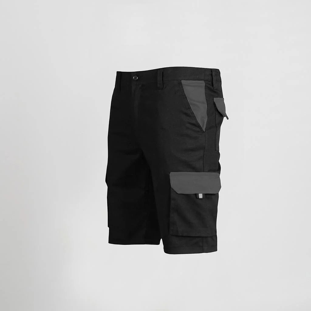 7504C1-001109 - BERMUDA UNISEX MULTIBOLSILLOS ELASTICO GAMO COMBINADA NEGRO/GRIS