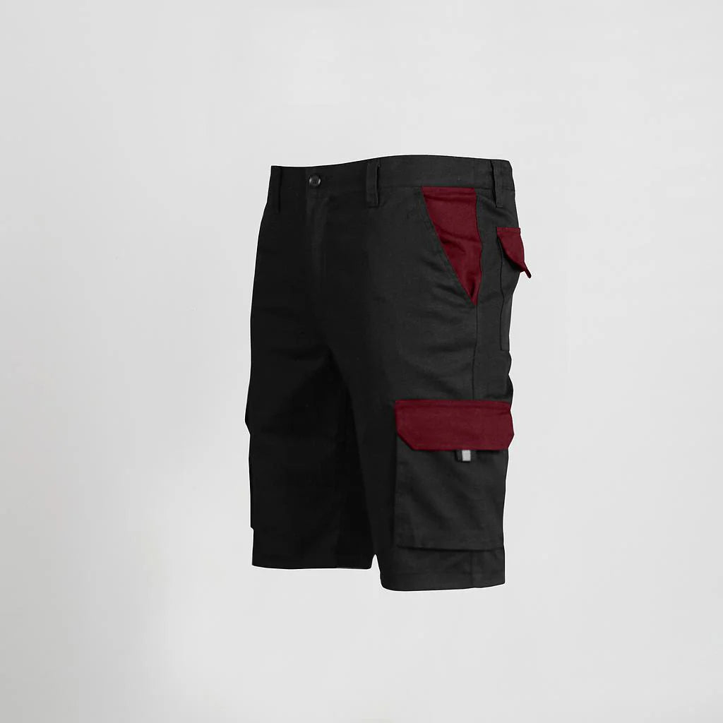 7504C1-001112 - BERMUDA UNISEX MULTIBOLSILLOS ELASTICO GAMO COMBINADA NEGRO/BURDEOS