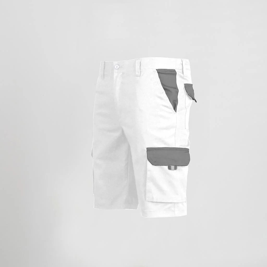 7504C1-101109 - BERMUDA UNISEX MULTIBOLSILLOS ELASTICO GAMO COMBINADA BLANCO/GRIS