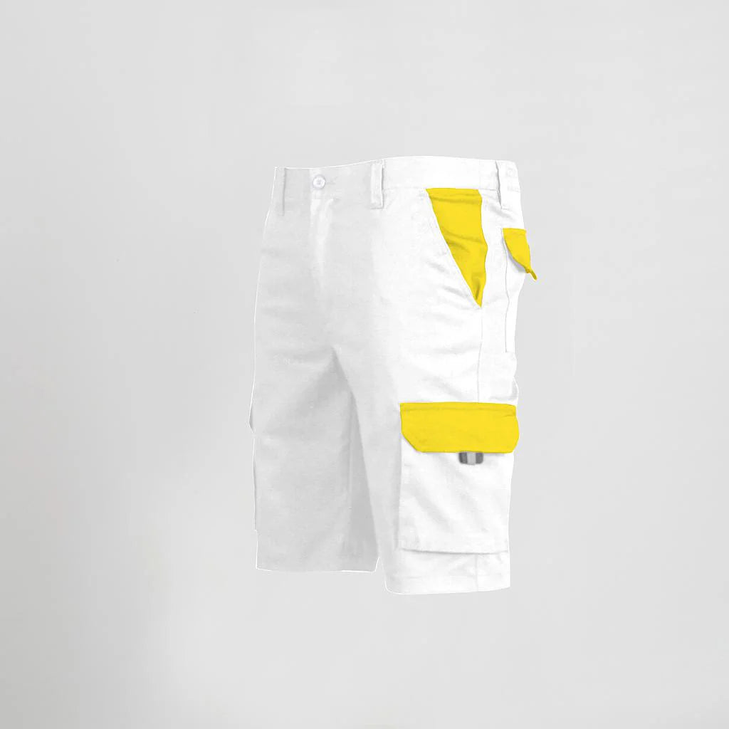 7504C1-101111 - BERMUDA UNISEX MULTIBOLSILLOS ELASTICO GAMO COMBINADA BLANCO/AMARILLO