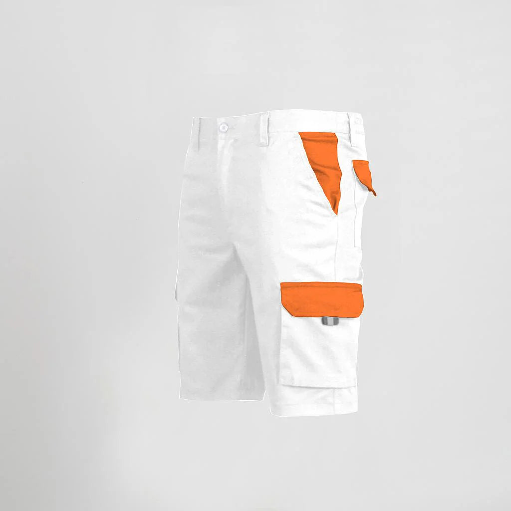 7504C1-101116 - BERMUDA UNISEX MULTIBOLSILLOS ELASTICO GAMO COMBINADA BLANCO/NARANJA