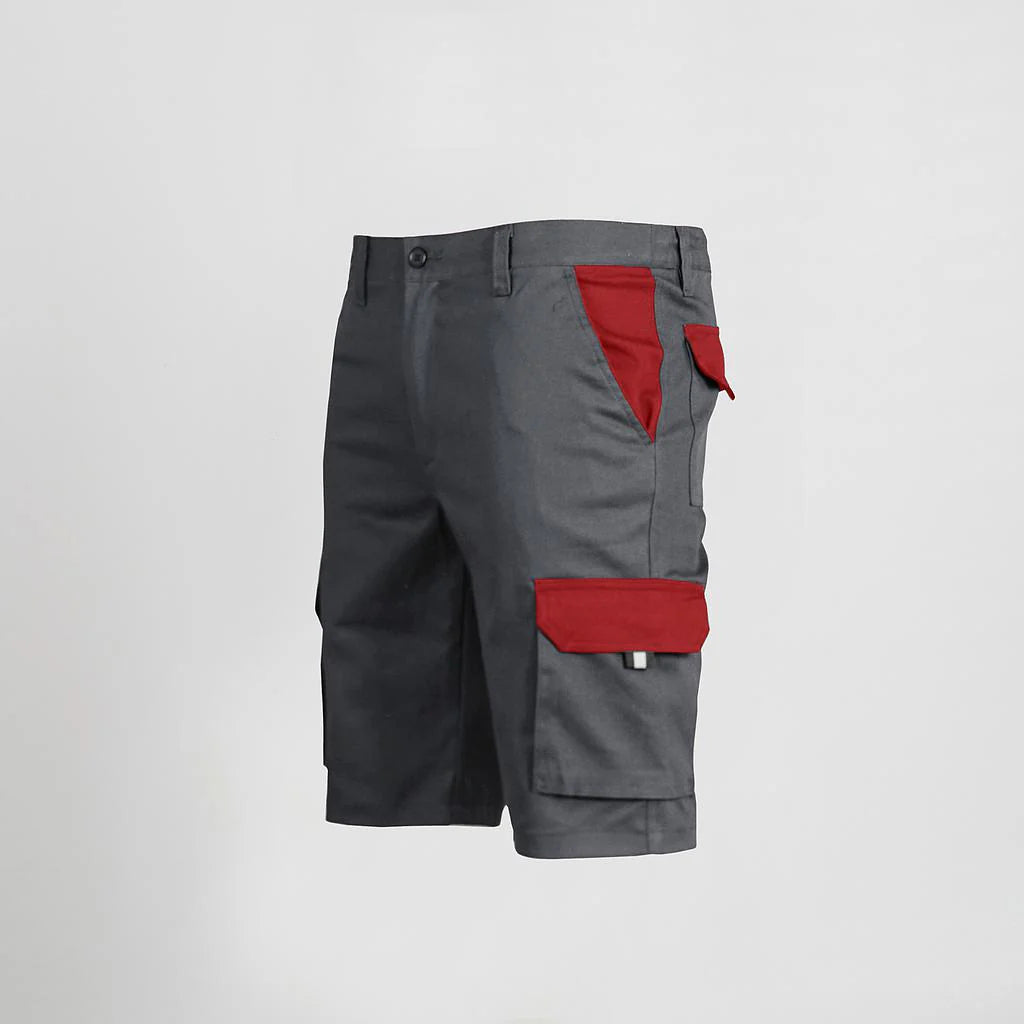 7504C1-109105 - BERMUDA UNISEX MULTIBOLSILLOS ELASTICO GAMO COMBINADA GRIS/ROJO