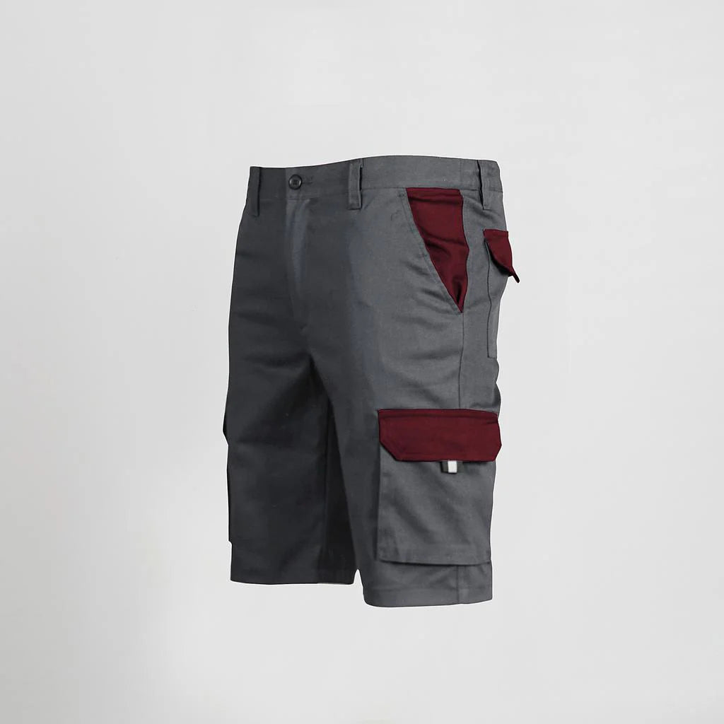 7504C1-109112 - BERMUDA UNISEX MULTIBOLSILLOS ELASTICO GAMO COMBINADA GRIS/BURDEOS