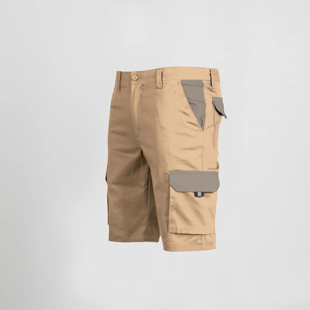 7504C1-110109 - BERMUDA UNISEX MULTIBOLSILLOS ELASTICO GAMO COMBINADA BEIGE/GRIS