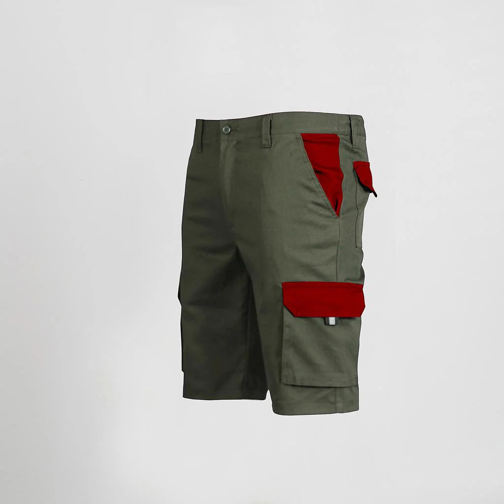 7504C1-149105 - BERMUDA UNISEX MULTIBOLSILLOS ELASTICO GAMO COMBINADA VERDE CAQUI/ROJO