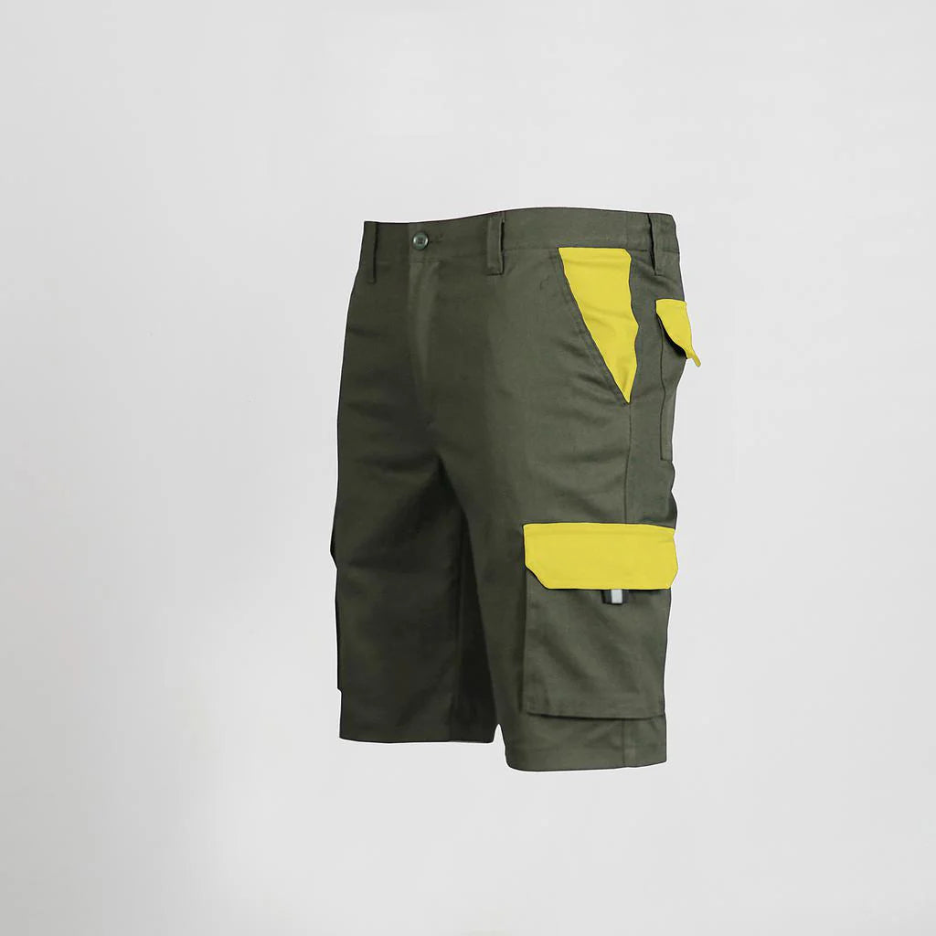 7504C1-149111 - BERMUDA UNISEX MULTIBOLSILLOS ELASTICO GAMO COMBINADA VERDE CAQUI/AMARILLO