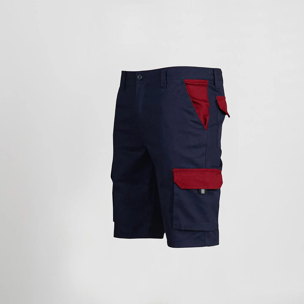 7504C1-159105 - BERMUDA UNISEX MULTIBOLSILLOS ELASTICO GAMO COMBINADA AZUL NAVY/ROJO