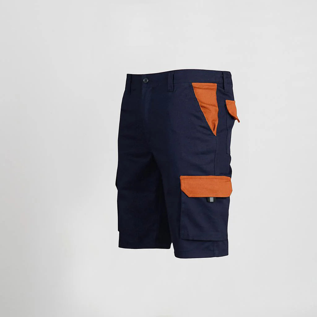 7504C1-159116 - BERMUDA UNISEX MULTIBOLSILLOS ELASTICO GAMO COMBINADA AZUL NAVY/NARANJA