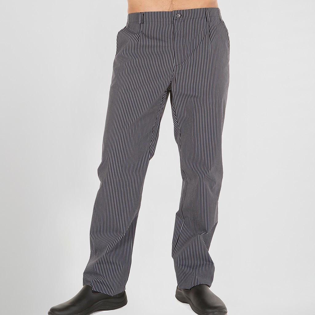 777200-749 - PANTALON COCINA UNISEX ESTAMPADO PLANA RAYA GRIS