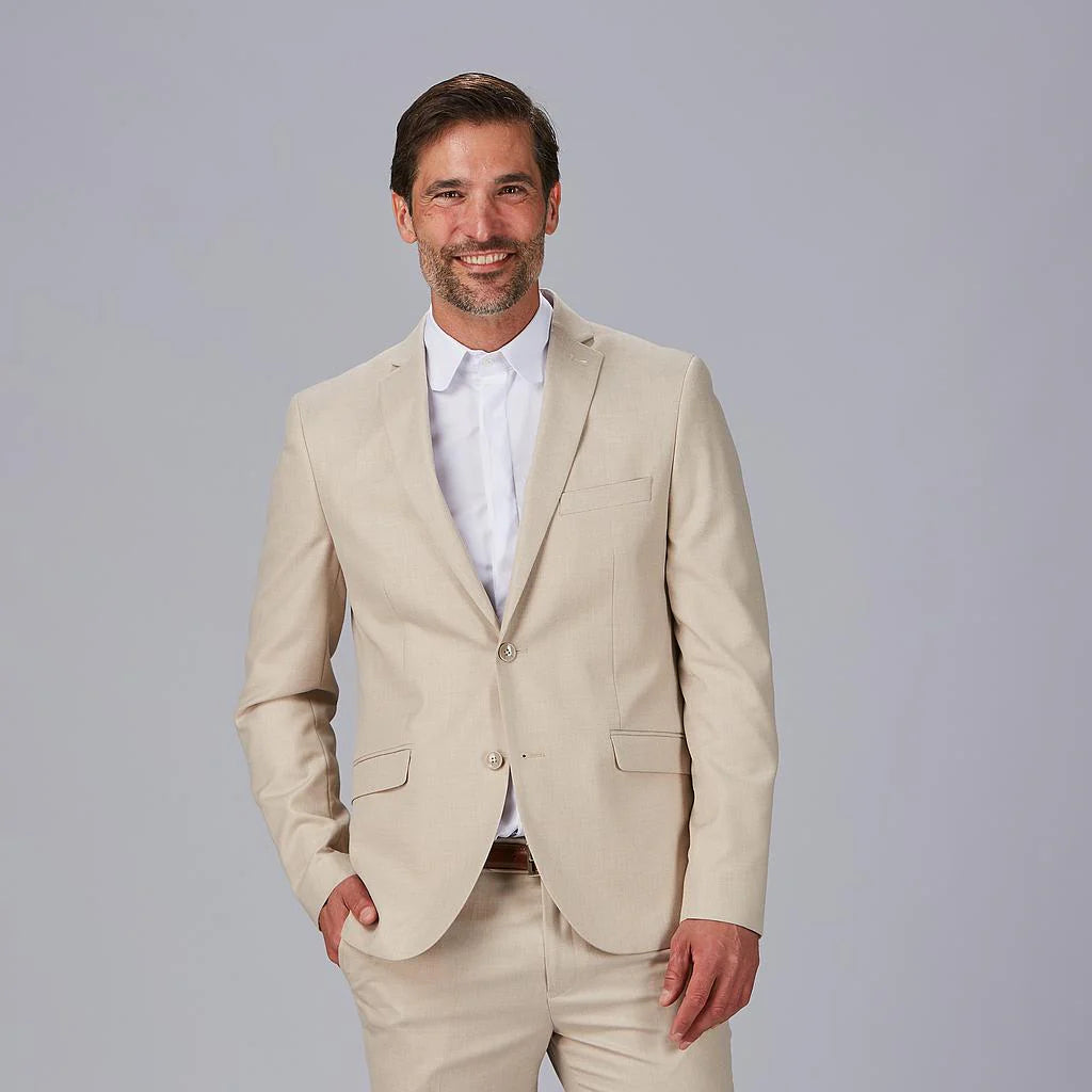 800043-110 - AMERICANA HOMBRE 2 BOTONES SLIM FIT TAFFORA BEIGE