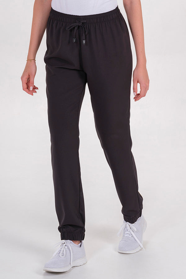 8097786 - Pantalón goma tobillo microfibra elástica negra