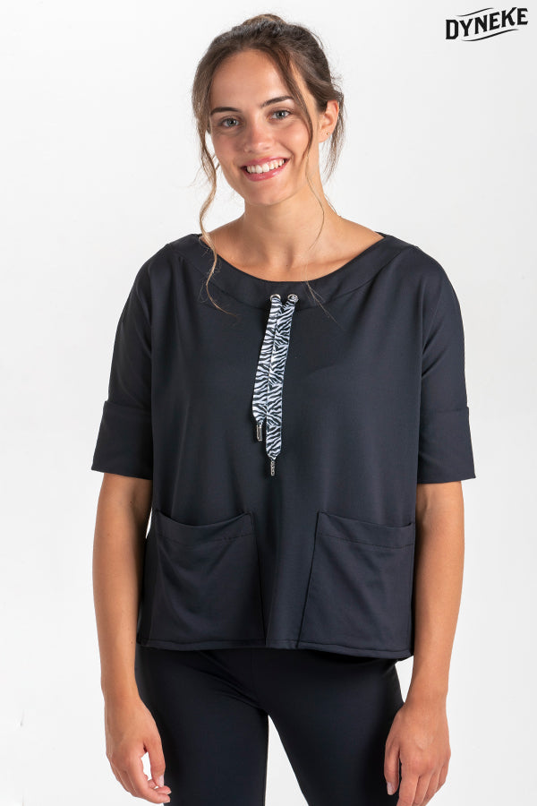 8117479 - Camiseta punto negra lazo cebra