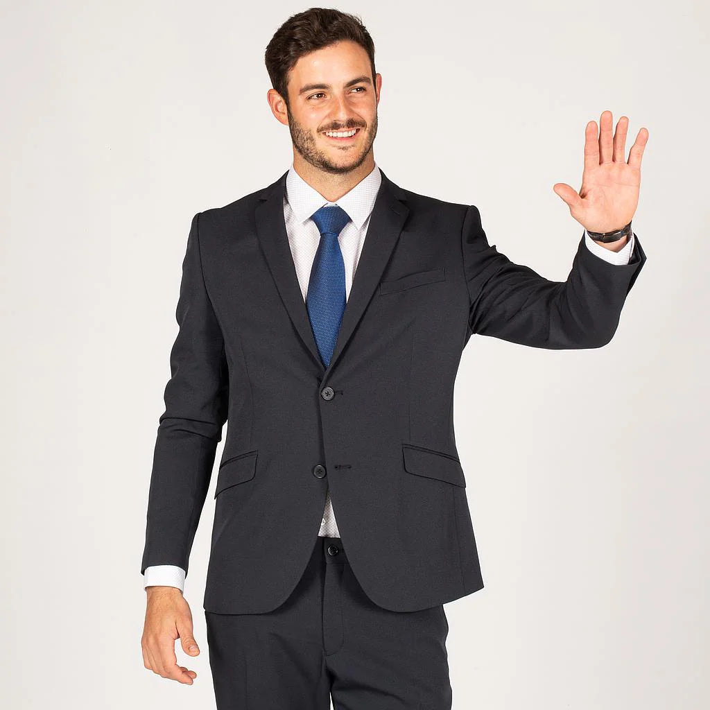 813100-104 - AMERICANA HOMBRE 2 BOT. SLIM FIT TECNO MARINO