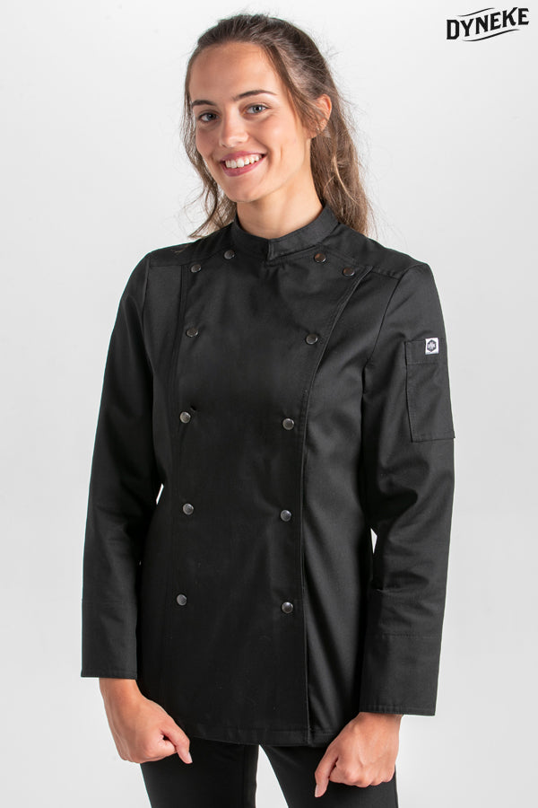 8448701 - Chaqueta cocinera corchetes rejilla negra