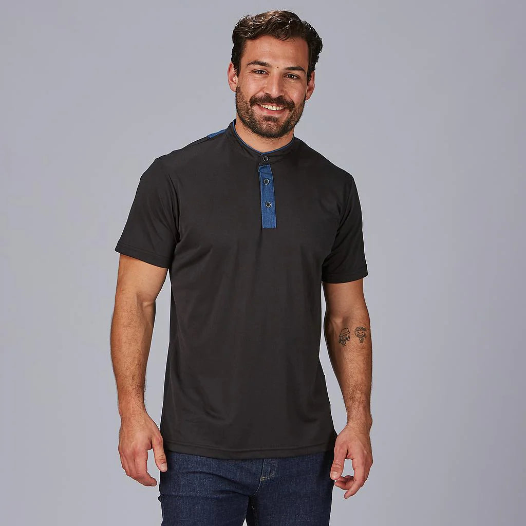 852600-001 - POLO HOMBRE CUELLO MAO TEJANO NEGRO