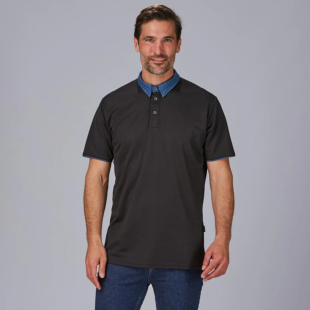 852700-001 - POLO HOMBRE CUELLO CAMISERO TEJANO NEGRO