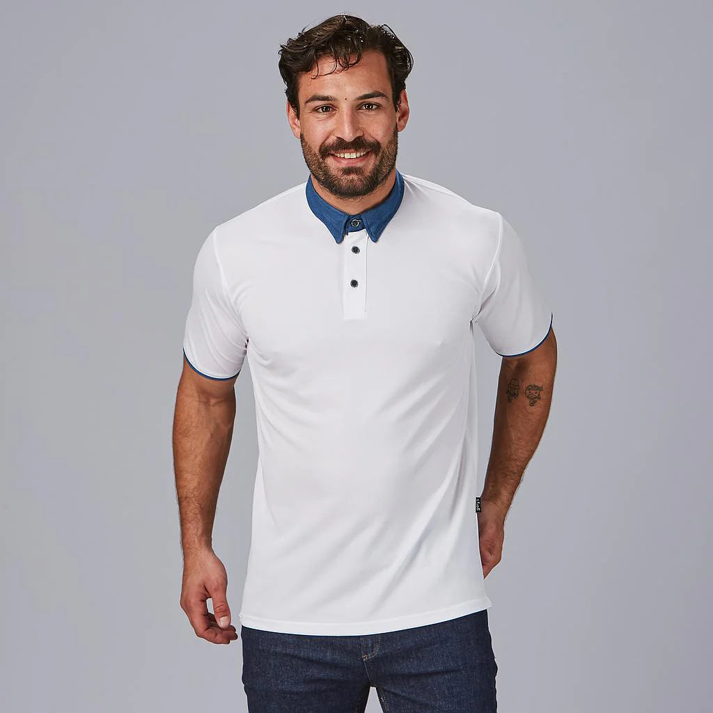 852700-101 - POLO HOMBRE CUELLO CAMISERO TEJANO BLANCO