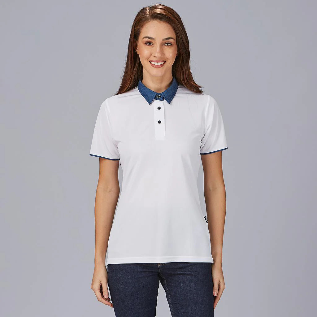852900-101 - POLO MUJER CUELLO CAMISERO TEJANO BLANCO