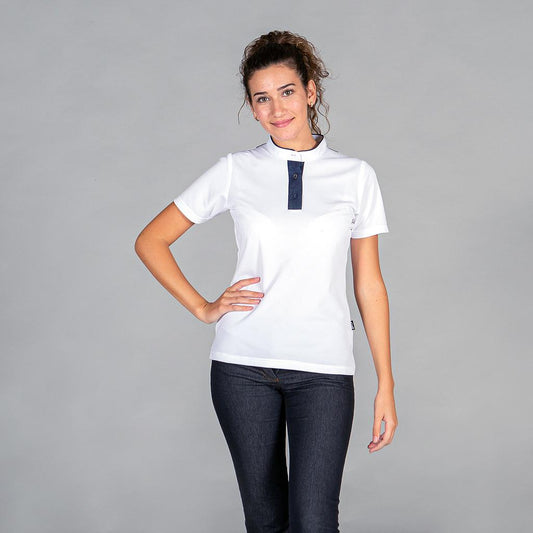 853100-101 - POLO MUJER CUELLO MAO TEJANO "REDLINE" BLANCO