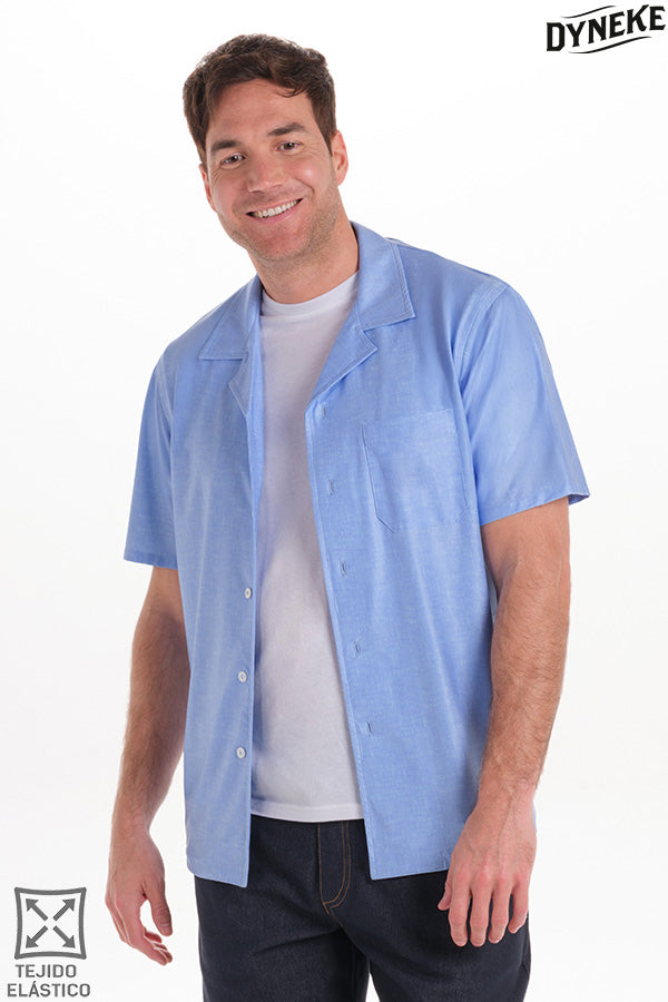 8625410 - Camisa casual punto elástico celeste