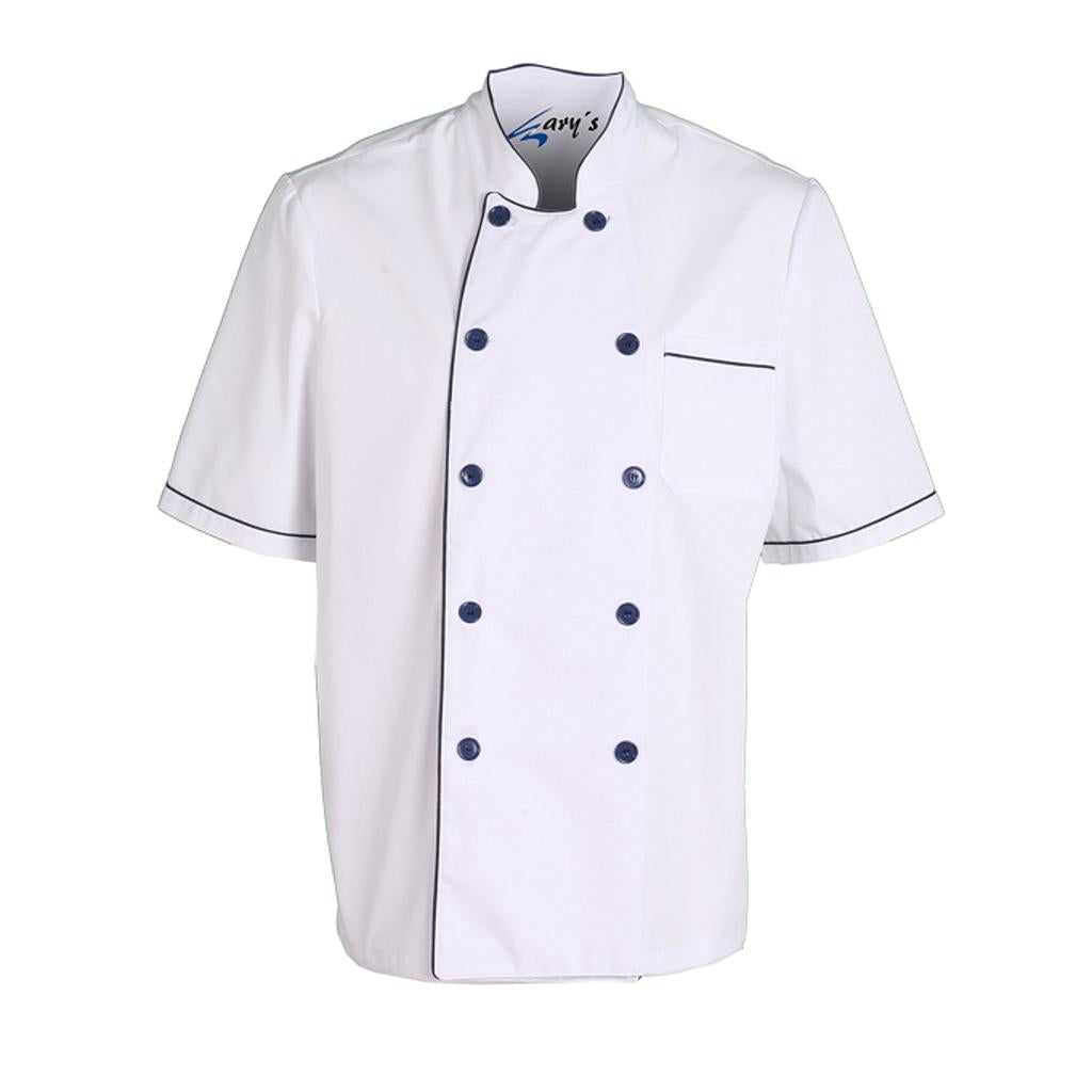 914000-104 - CHAQUETA COCINA UNISEX M/C BLANCA VIVO MARINO