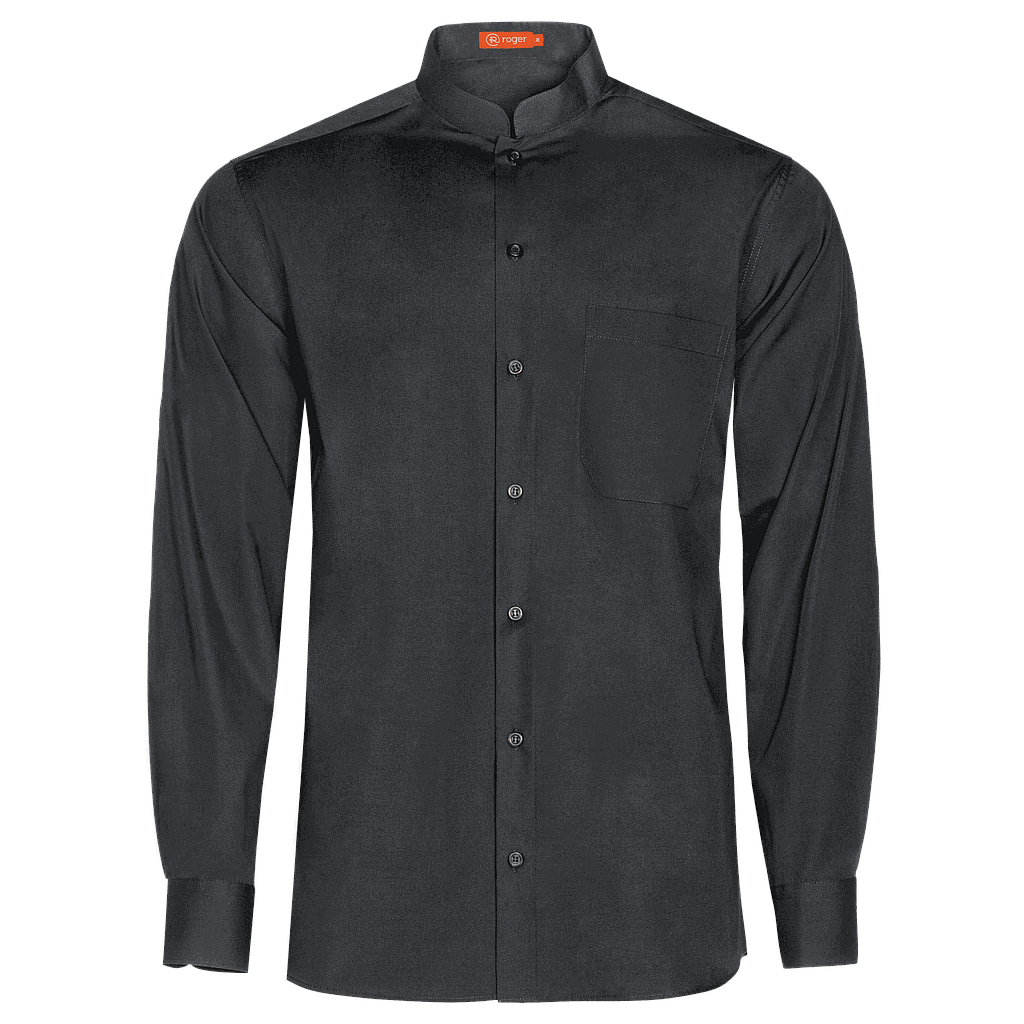 921138-07 - CAMISA HOMBRE CUELLO MAO MANGA LARGA NOBRE NEGRO