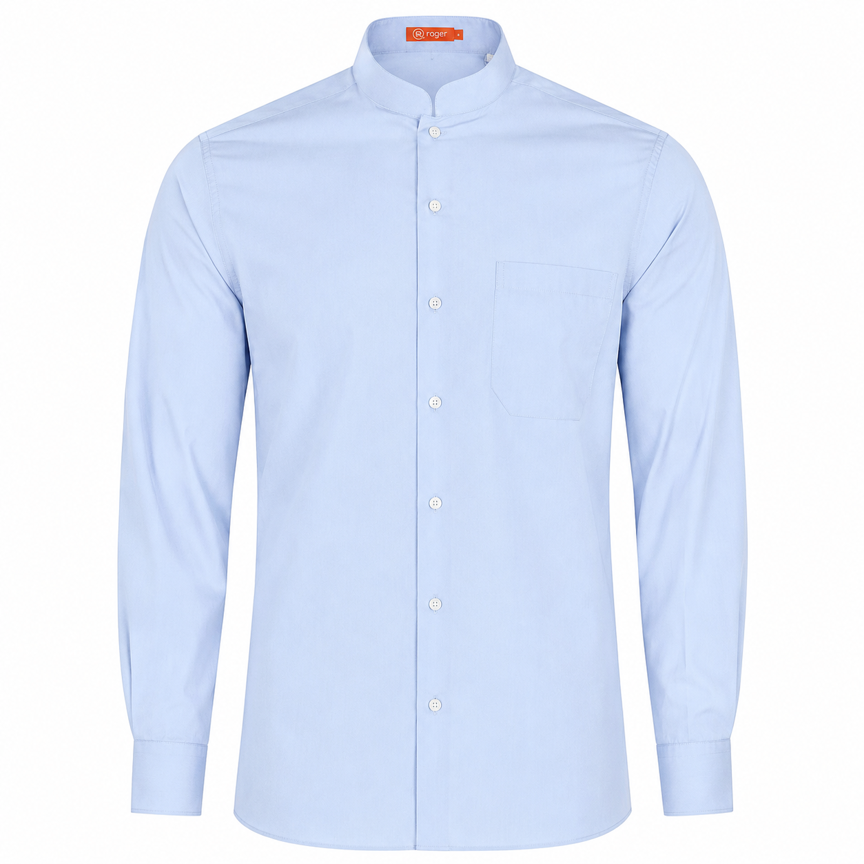 921138-19 - CAMISA HOMBRE CUELLO MAO MANGA LARGA NOBRE CELESTE