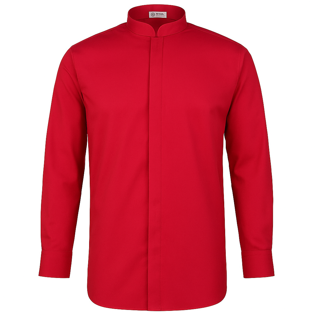 922138-09 - CAMISA HOMBRE CUELLO MAO MANGA LARGA ALAMEDA GRANATE