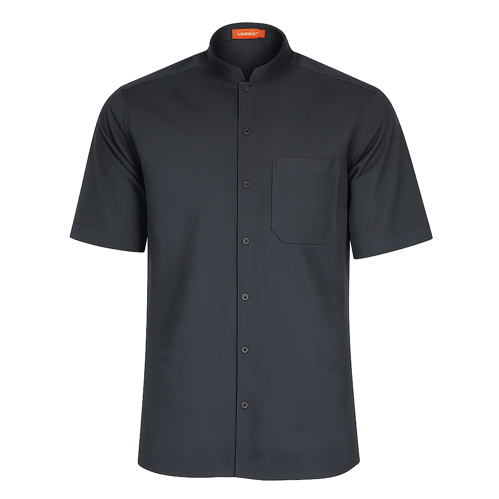 927138-07 - CAMISA HOMBRE CUELLO MAO MANGA CORTA NOBRE NEGRO